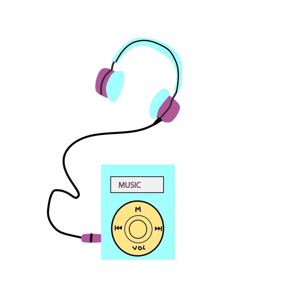 90s retro element music play or 80s, or y2k element, retro design vector
