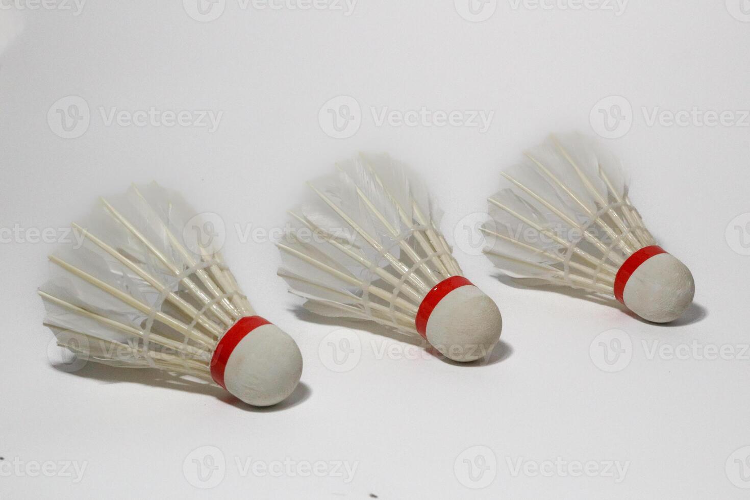 White Feather Shuttlecocks Badminton isolated on white. photo