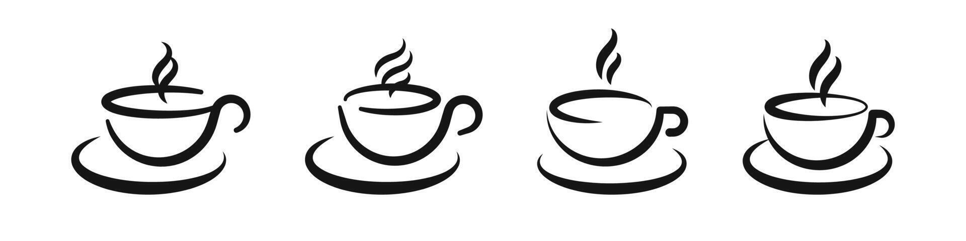 Coffee cup icon. Set of cups with coffee. Coffee cup logo. vector
