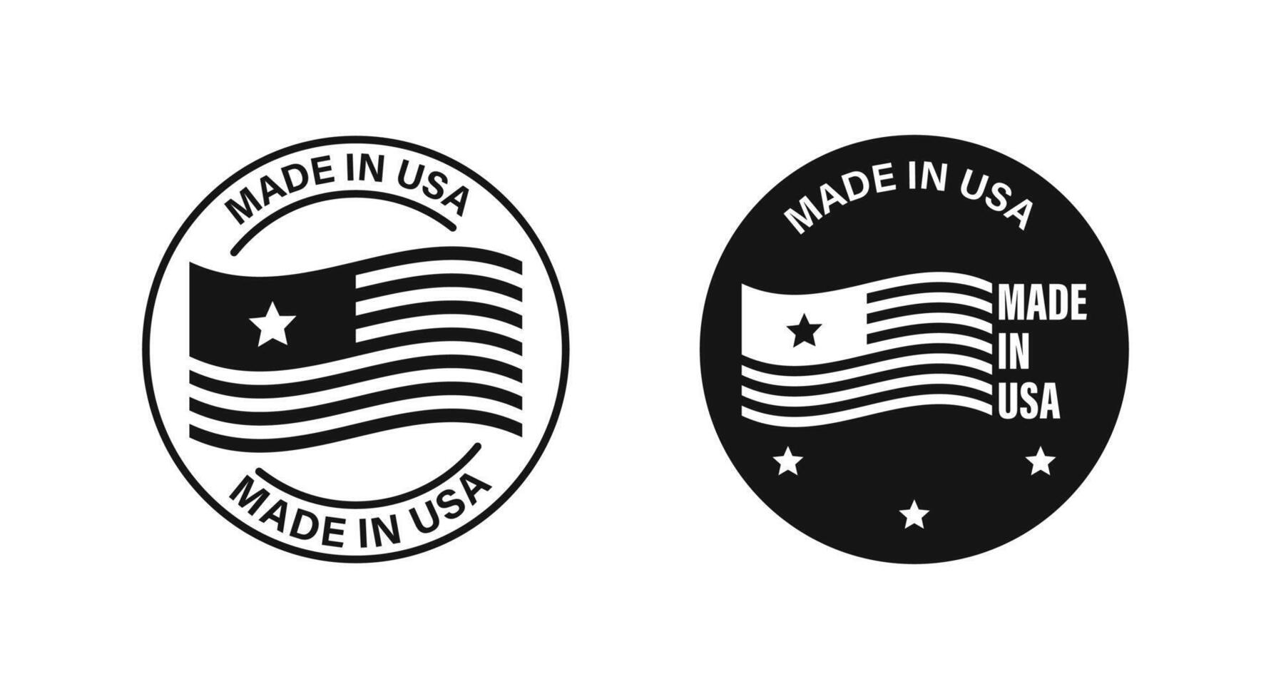 Made in USA label set. Made in USA. United States product vector