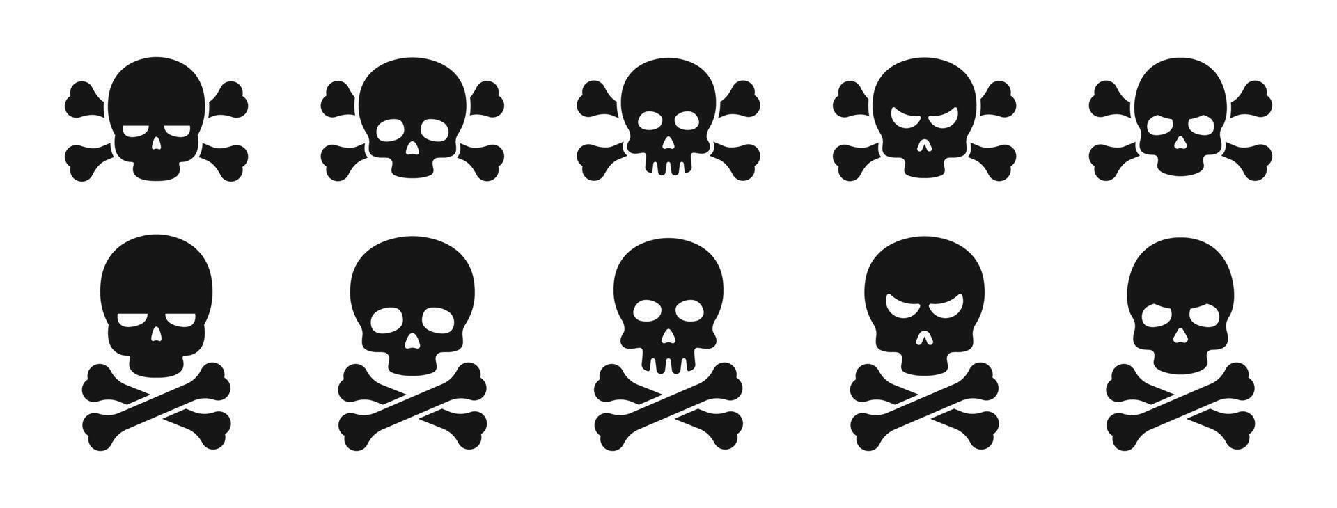 Crossbones and Skull icon set. Crossbones icons. Skull icon set. vector