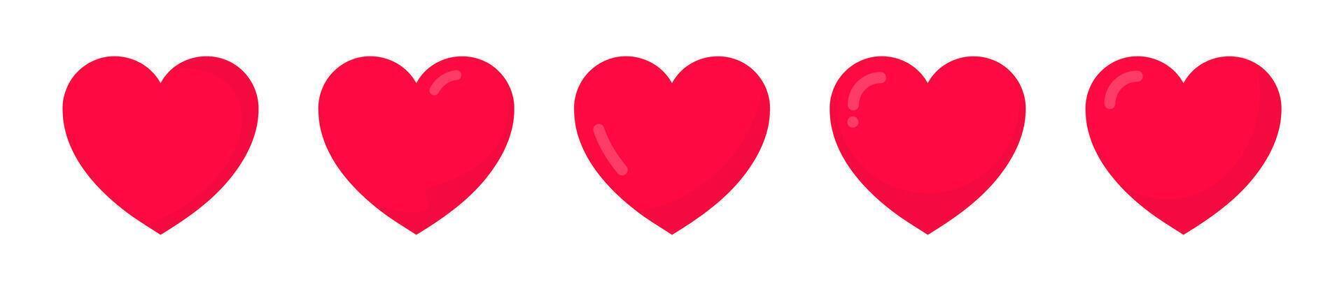 Heart icons. hearts. Red hearts set vector