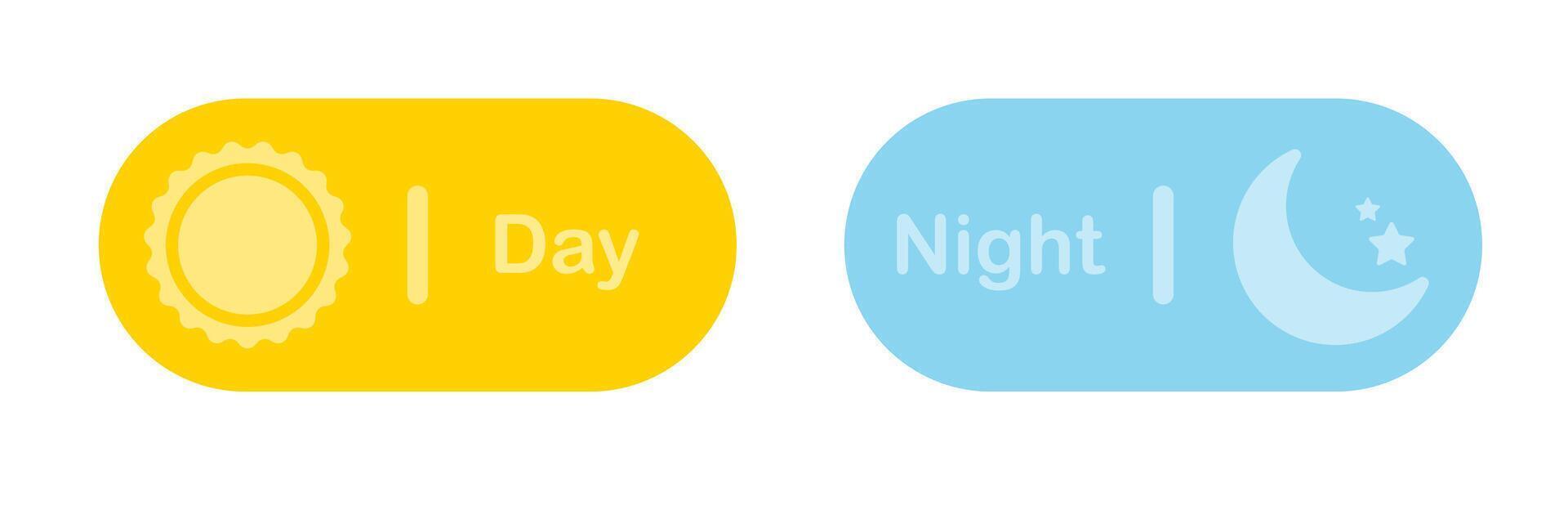 día y noche modo cambiar para móvil aplicación interfaz diseño. día noche cambiar. día, noche interfaz palanca. oscuro modo cambiar iconos modo cambiar ilustración. vector