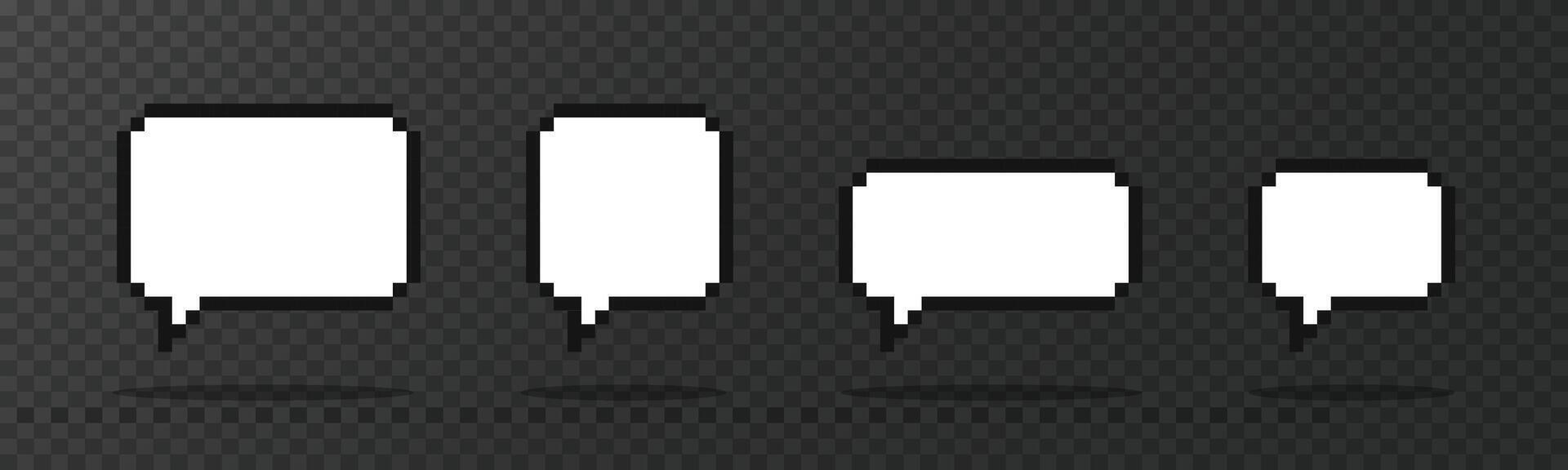 Pixel speech bubbles. Chat speech or dialogue. Set of empty pixelated speech bubbles. vector