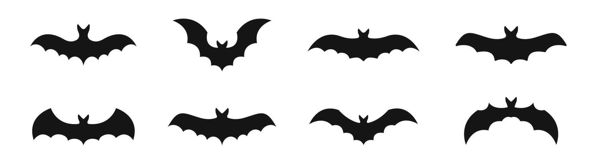 Bat icon set. Halloween bat icons. Silhouette style icons. Bat icon set. Halloween bat icons. Silhouette style icons. vector