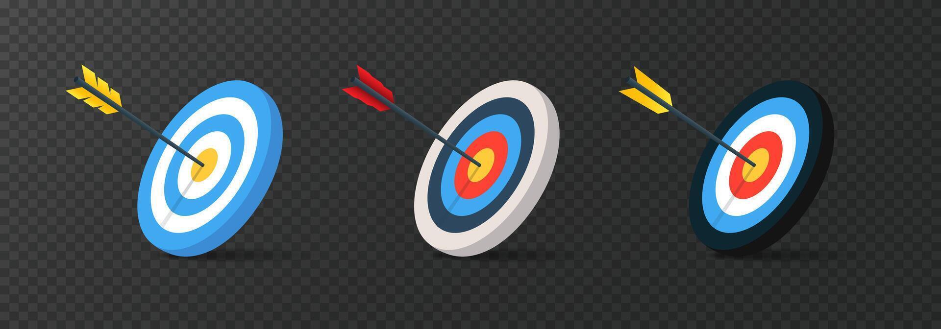 Archery target with arrow. Target and arrow realistic illustration. vector