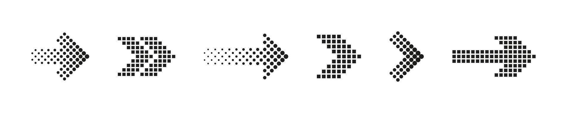 Dotted arrows set. Halftone arrow icons. arrow collection. Arrow icon. Arrow Cursor set. vector