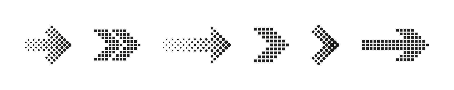 Dotted arrows set. Halftone arrow icons. arrow collection. Arrow icon. Arrow Cursor set. vector