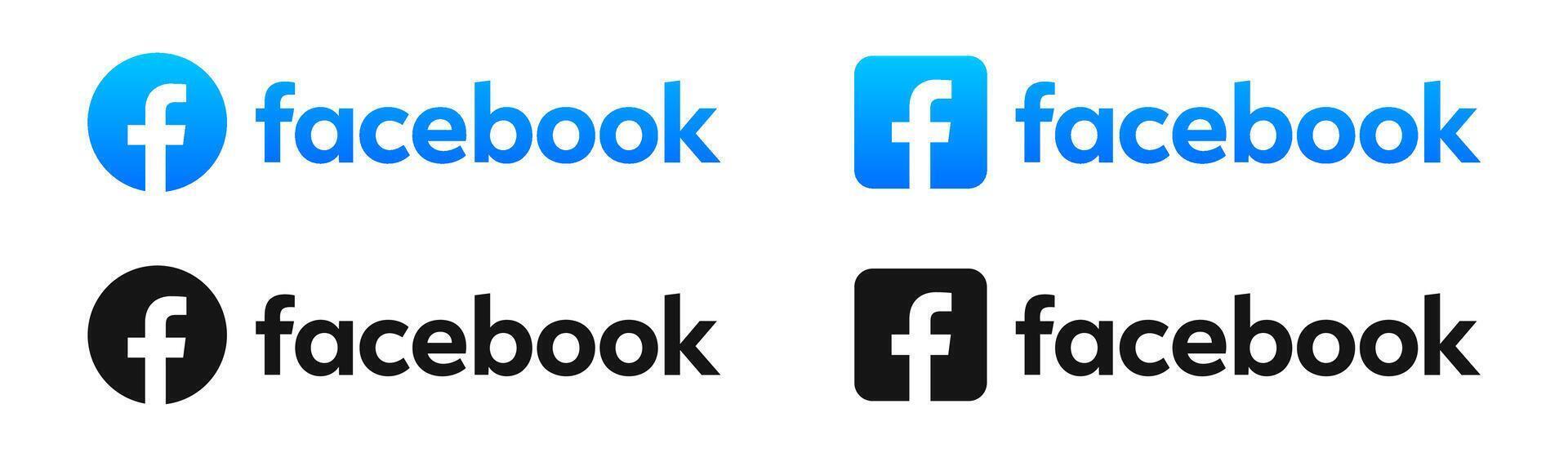 Facebook company logo set. Facebook social media icons. Rivne, Ukraine - November 20, 2023 vector