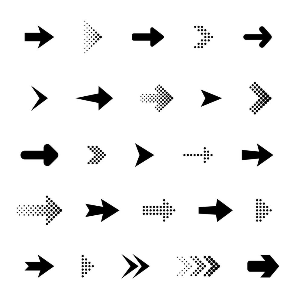 punteado flechas colocar. trama de semitonos flecha iconos flecha recopilación. flecha icono. flecha cursor colocar. flecha icono colocar. flecha recopilación. vector