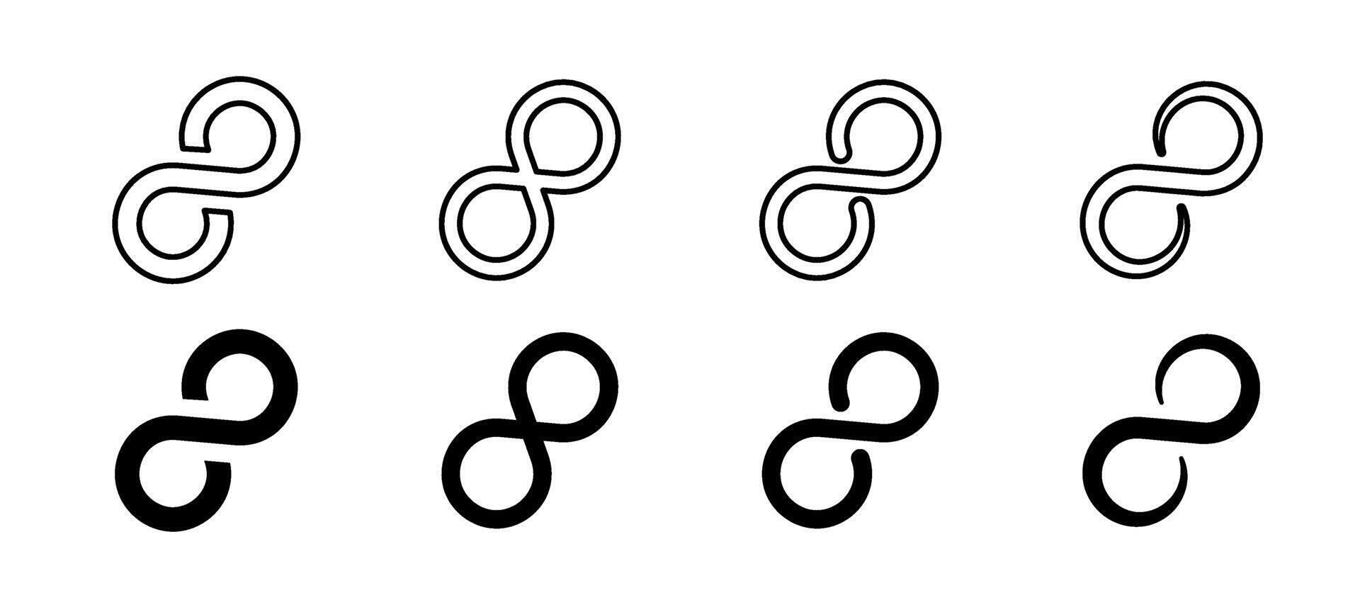 Infinity icon set. Infinity symbol. Infinity, eternity, infinite, endless symbols. Infinity icons vector