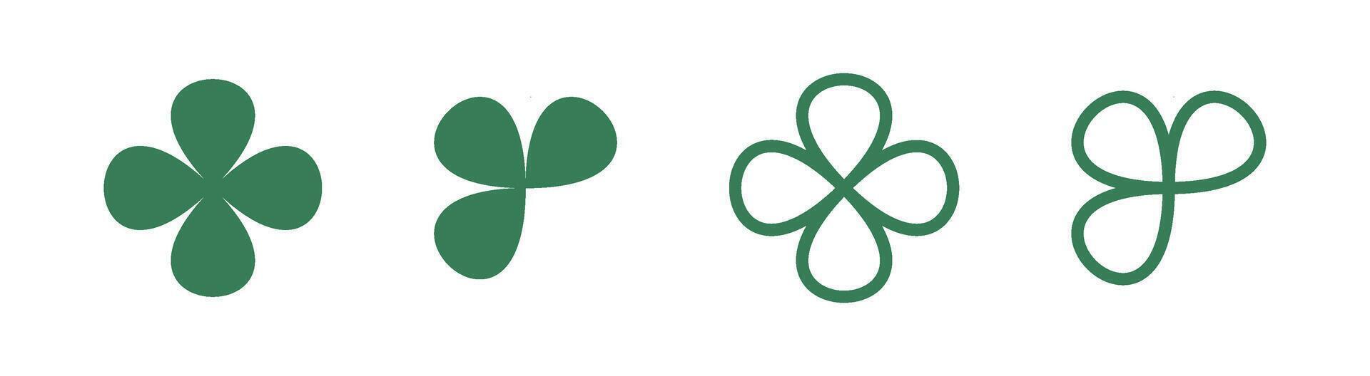 Four leaf clover. Clover leaves set. Shamrock icons. Clover icons. vector