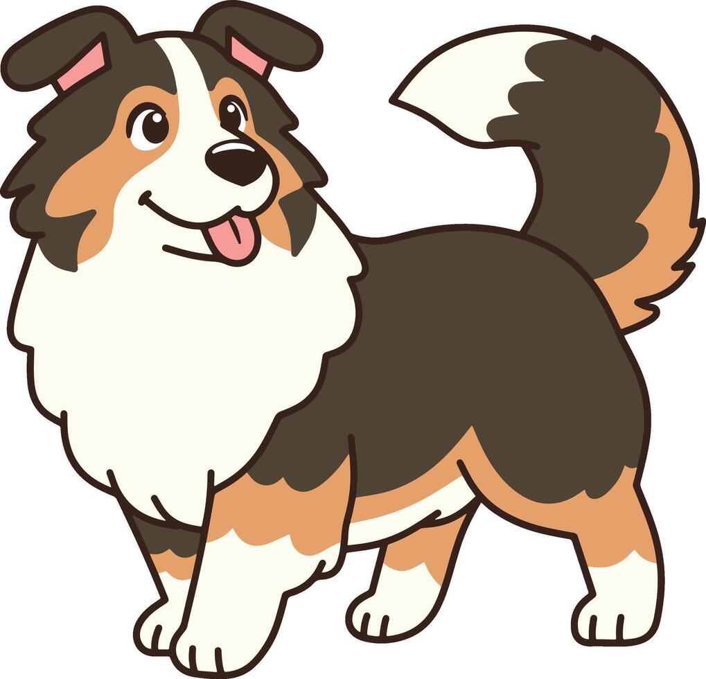 cute shetland sheepdog illustration vector