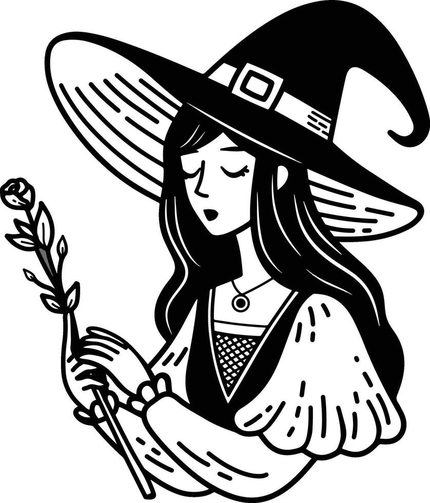 Witch hand drawn vector