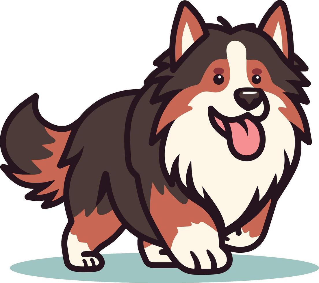 cute shetland sheepdog illustration vector