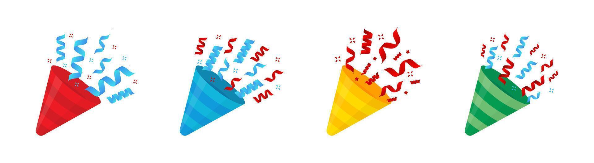 Party popper emoji. Party popper icons. Party popper vector