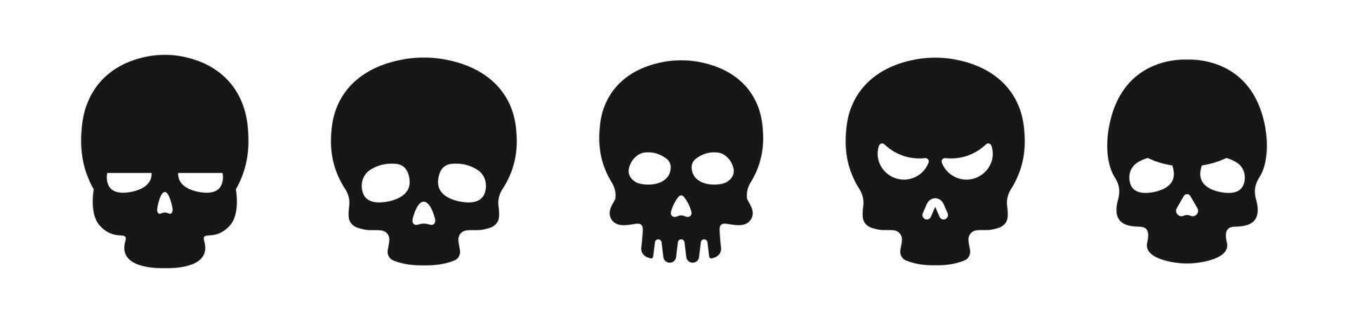 Skull icons. Skull icon collection. Death signs. Skull bones. Head bones. vector