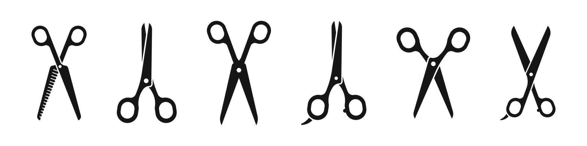 Scissors icon set. scissors collection. Silhouette style icons. vector