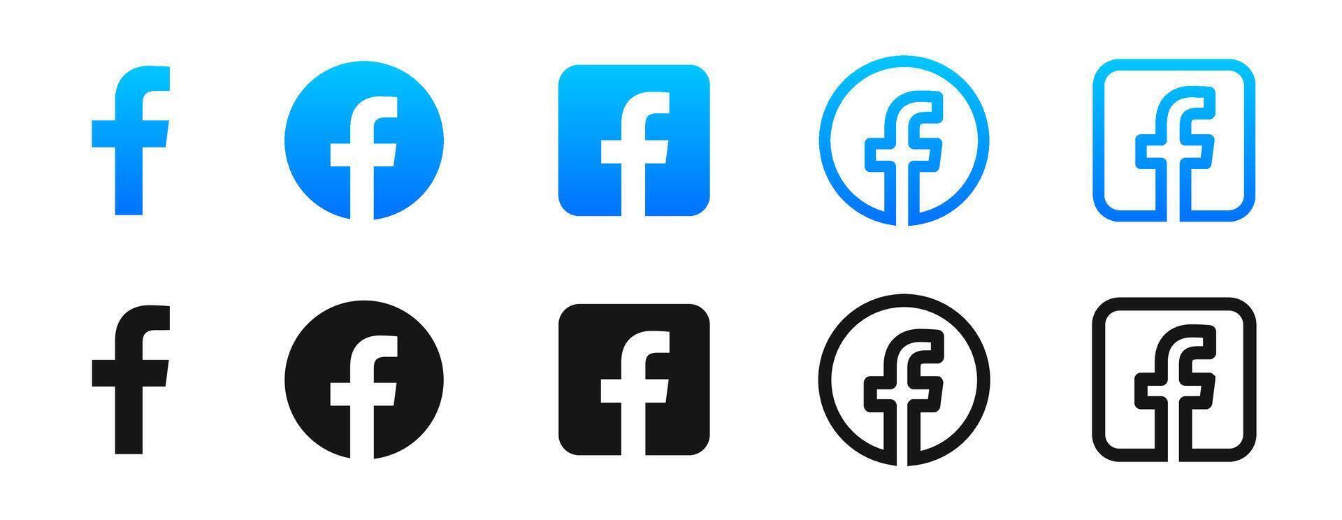 Facebook company logo set. Facebook social media icons. Rivne, Ukraine - November 20, 2023 vector