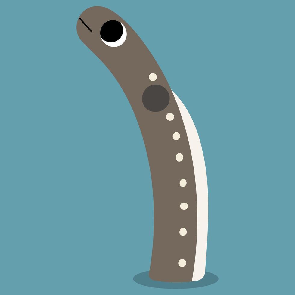 Spaghetti garden eel single 2 cute on a white background, illustration. vector