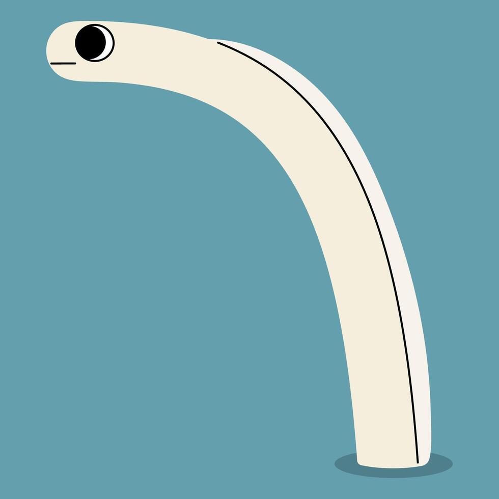 Sharp garden eel single cute on a blue background, illustration. vector
