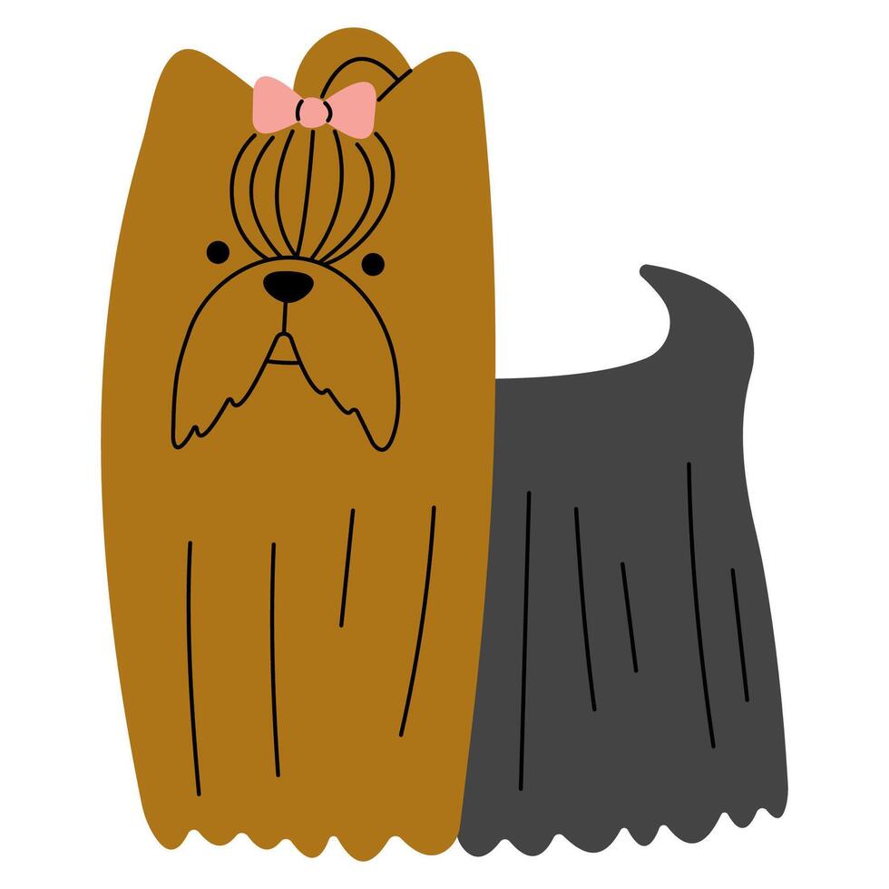 Yorkshire terrier linda en un blanco fondo, ilustración. vector