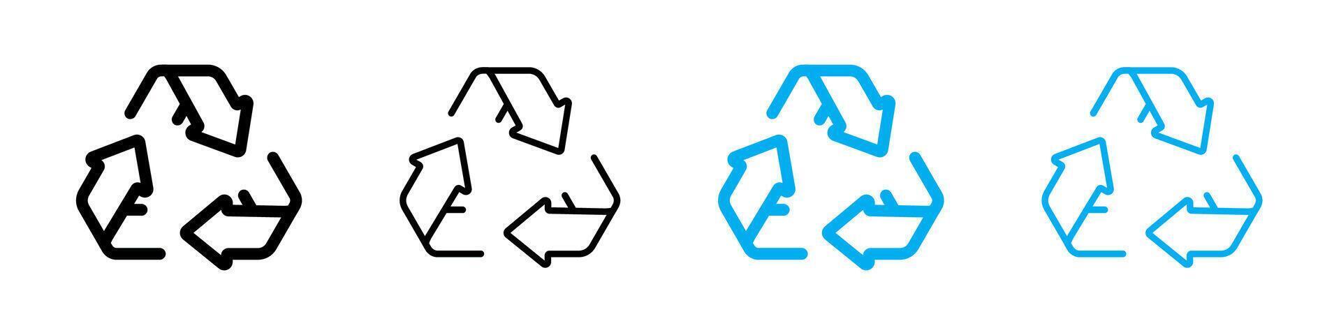 Recycle outline icons. Recycling triangle arrows icon set. Reuse symbol. vector