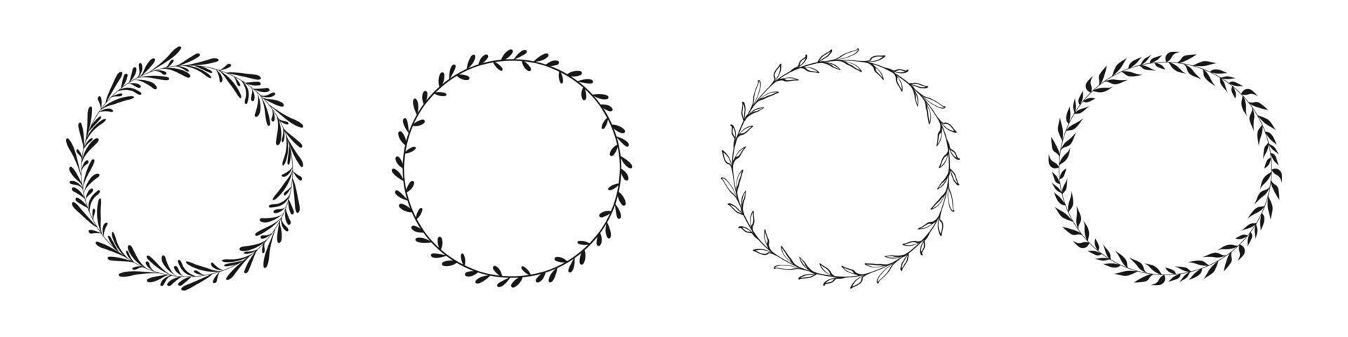 floral wreaths. Laurel frames branches. Floral circles. Circle wreaths vector