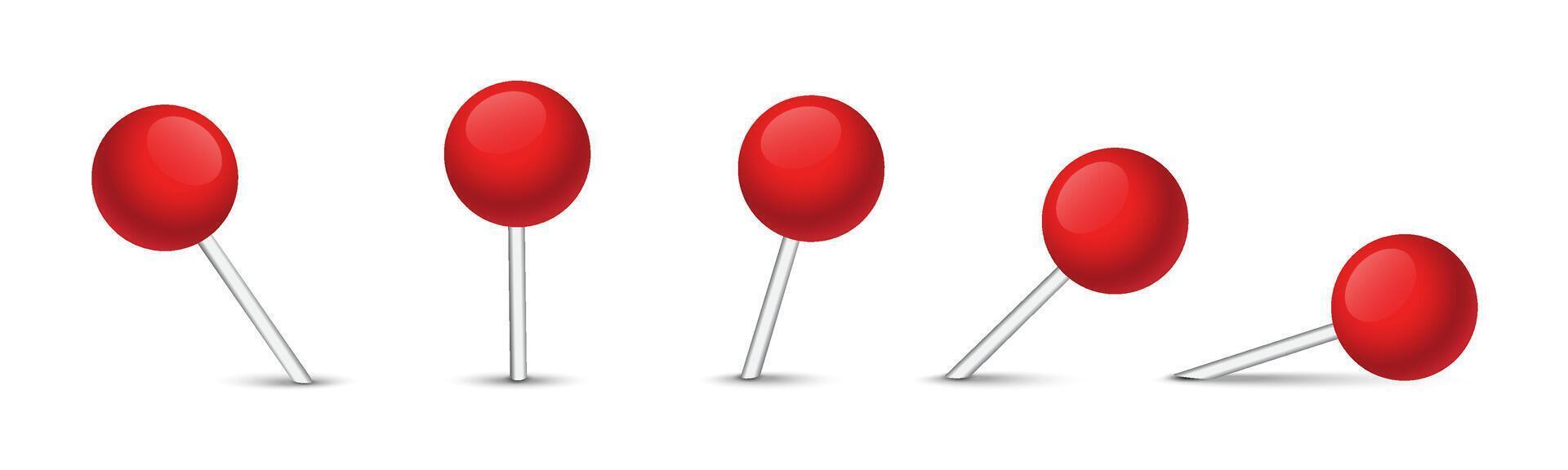 Realistic pins set. Pushpin illustration thumbtack vector