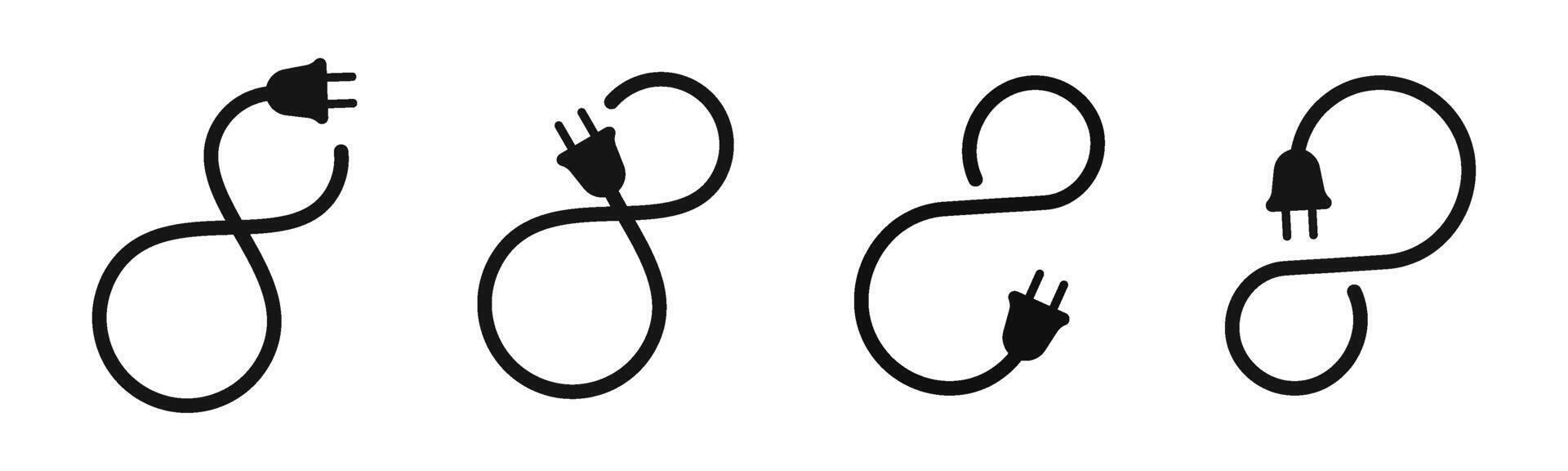 Power plug illustration. Plug with cable. Plug icon vector
