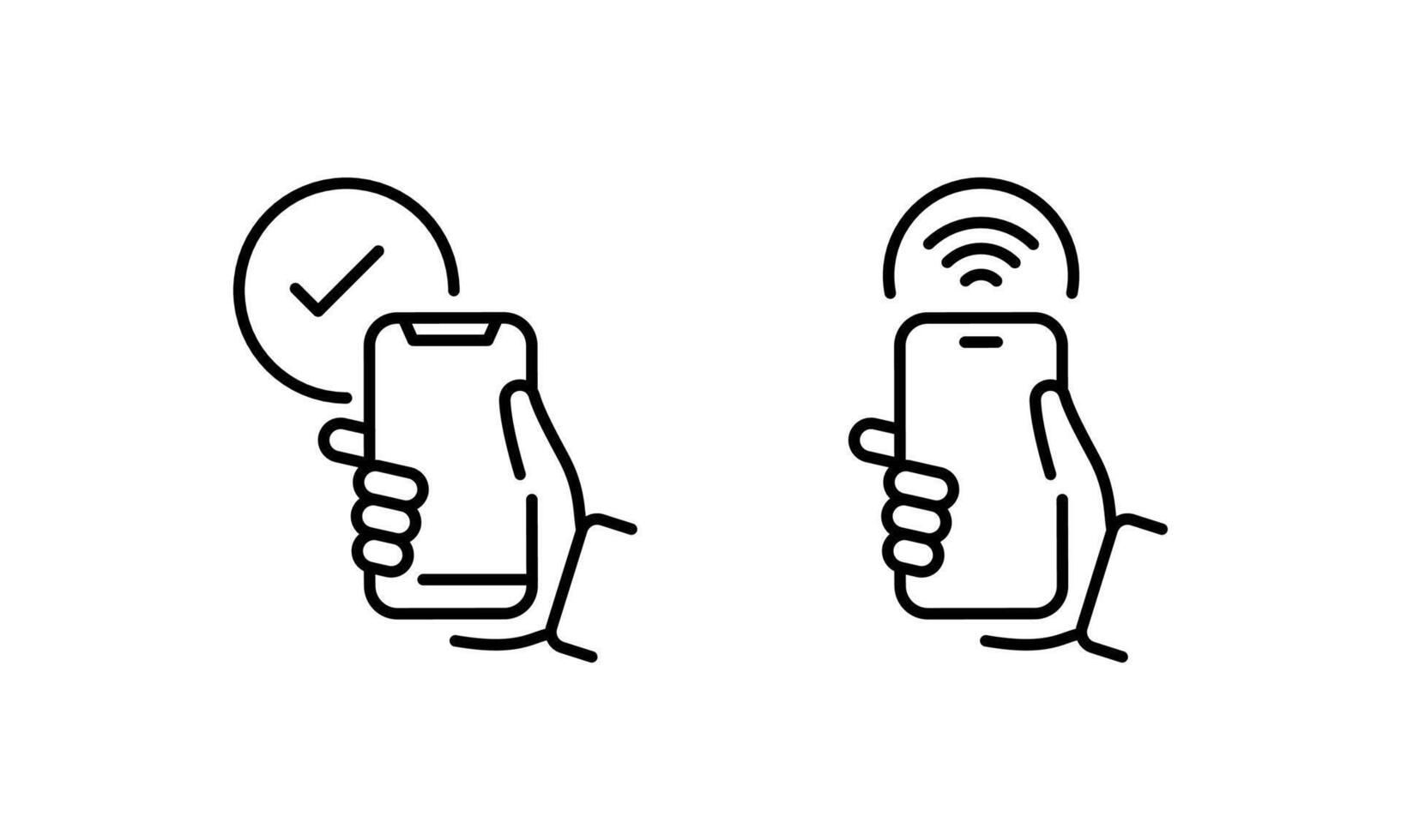 Pay with smartphone. Payment icons. NFC payment icons. Phone banking. NFC vector