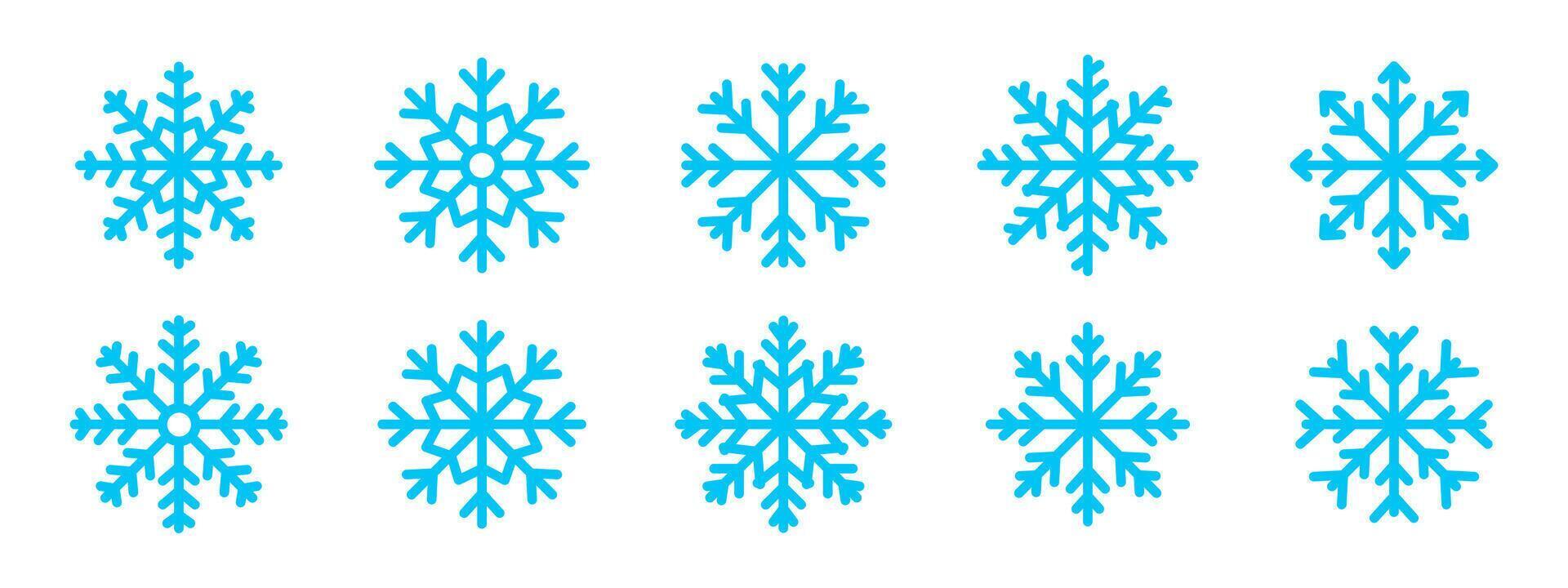 copo de nieve icono colocar. nieve iconos aislado copo de nieve recopilación. plano estilo iconos vector