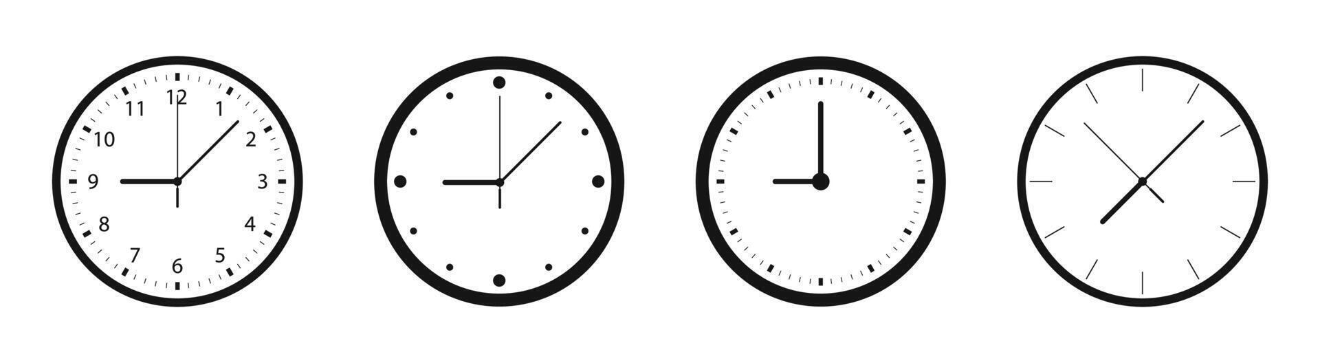 Clock icon set. Flat clock icons. Time measurement concept. vector
