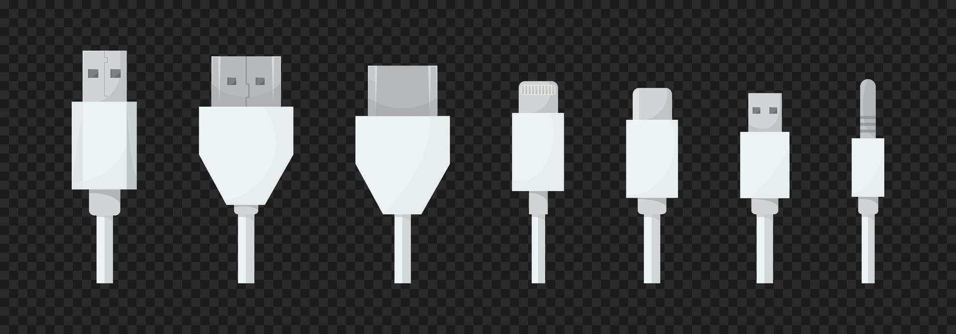 Connectors illustration. connector plug in set. Jacks set vector