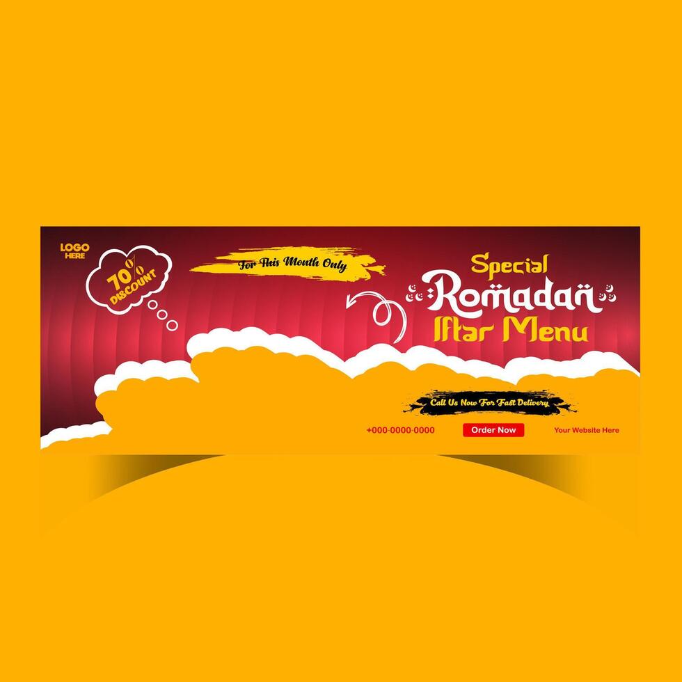 Ramadan food menu post design and social media banner template vector
