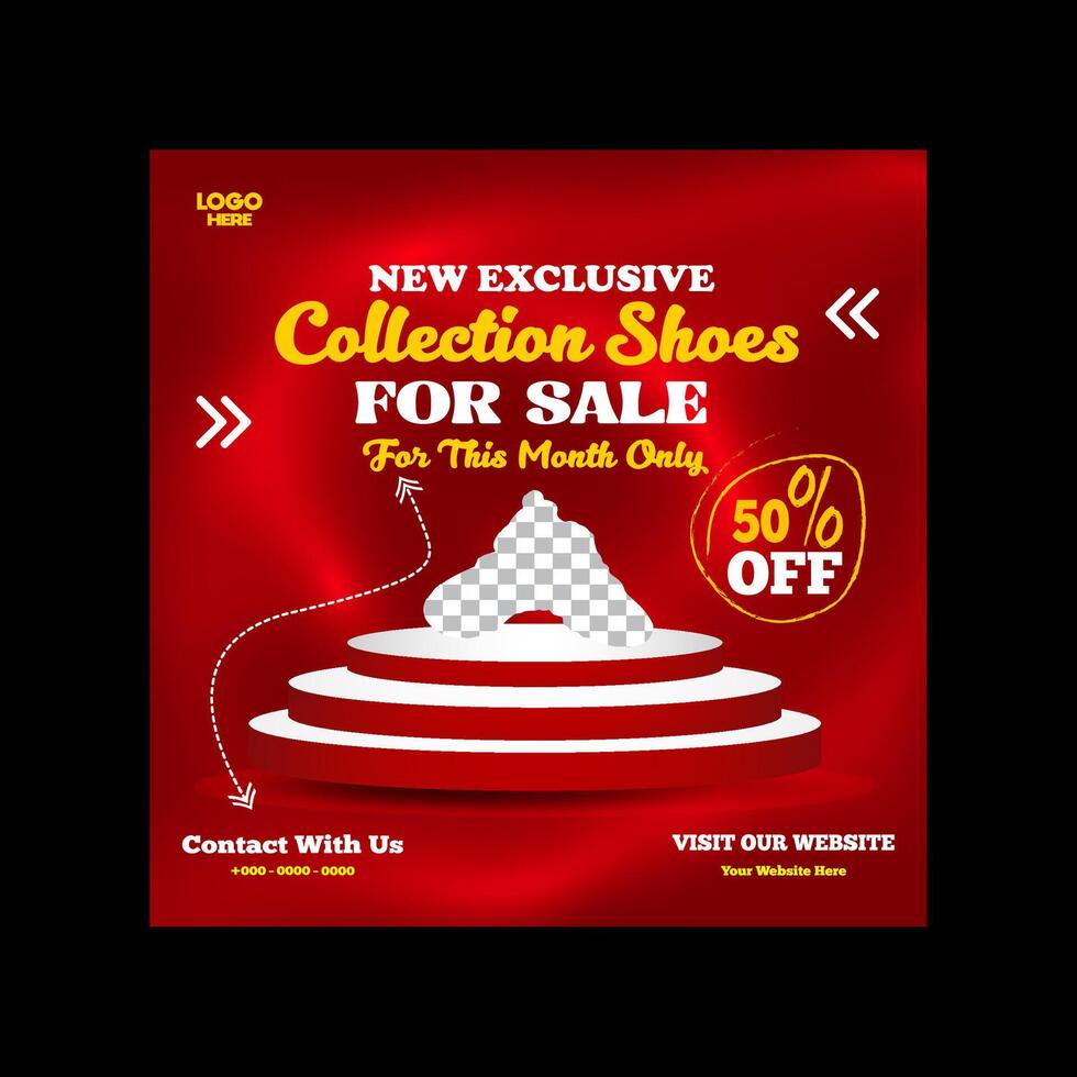 Shoes for sale social media banner and post template design vector
