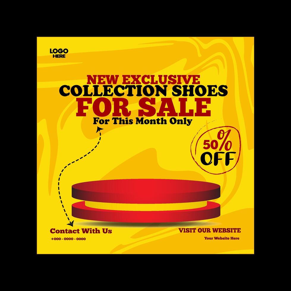 Shoes for sale social media banner and post template design vector