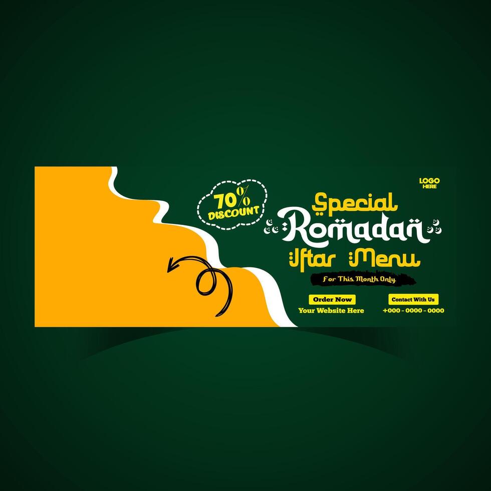Ramadan food menu post design and social media banner template vector
