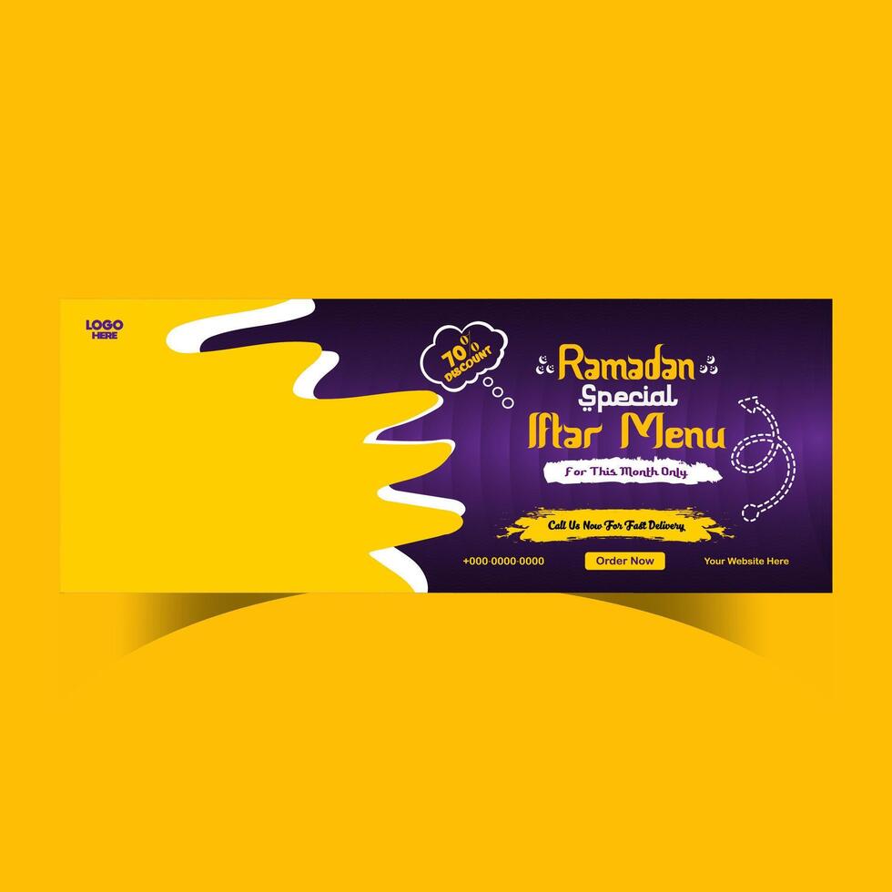 Ramadan food menu post design and social media banner template vector