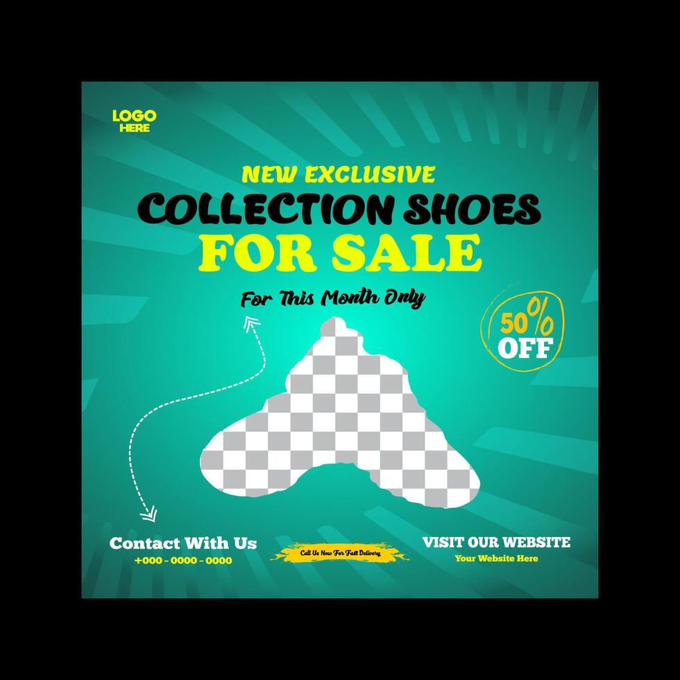Shoes for sale social media banner and post template design vector