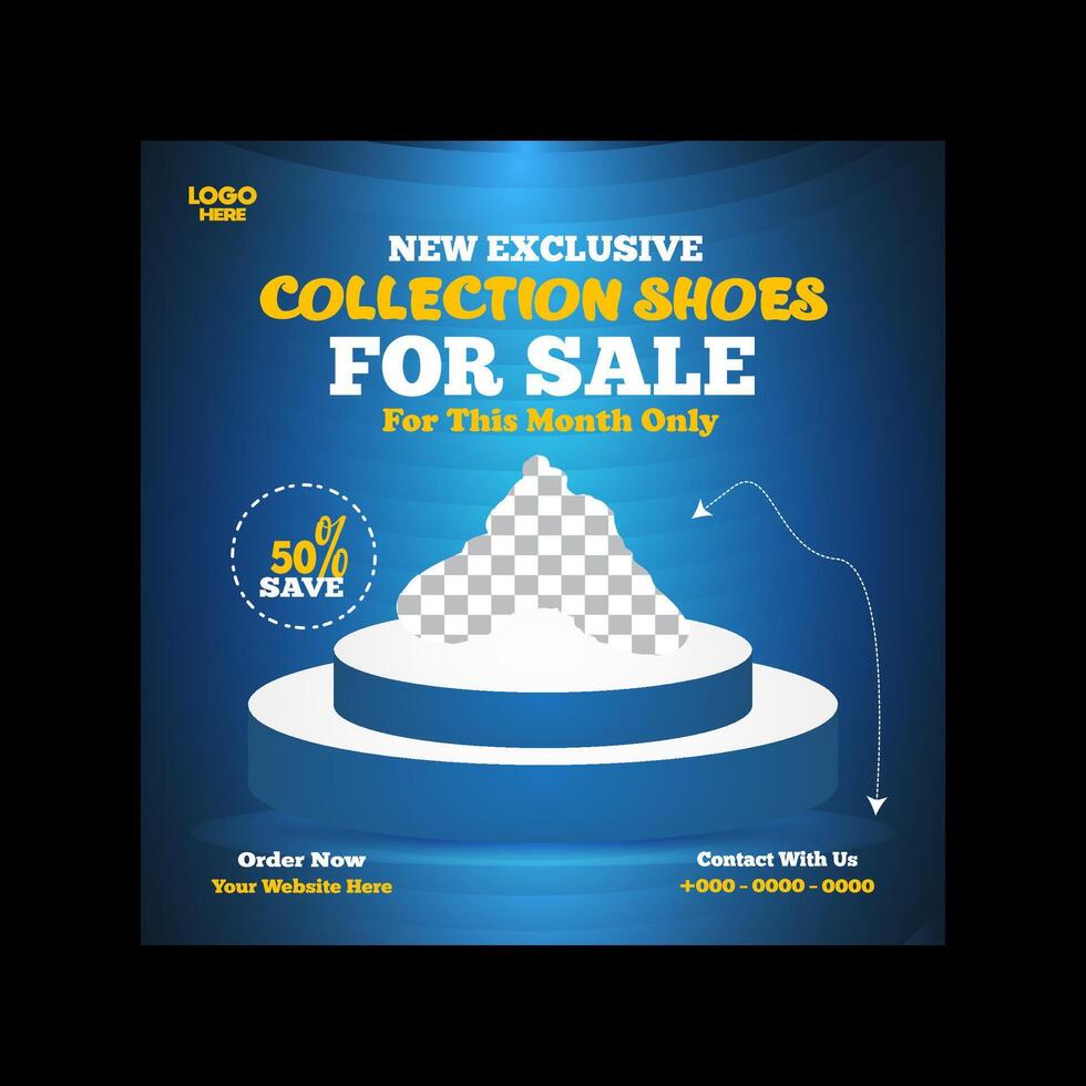 Shoes for sale social media banner and post template design vector