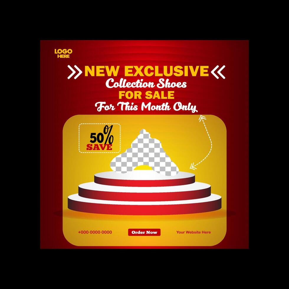 Shoes for sale social media banner and post template design vector