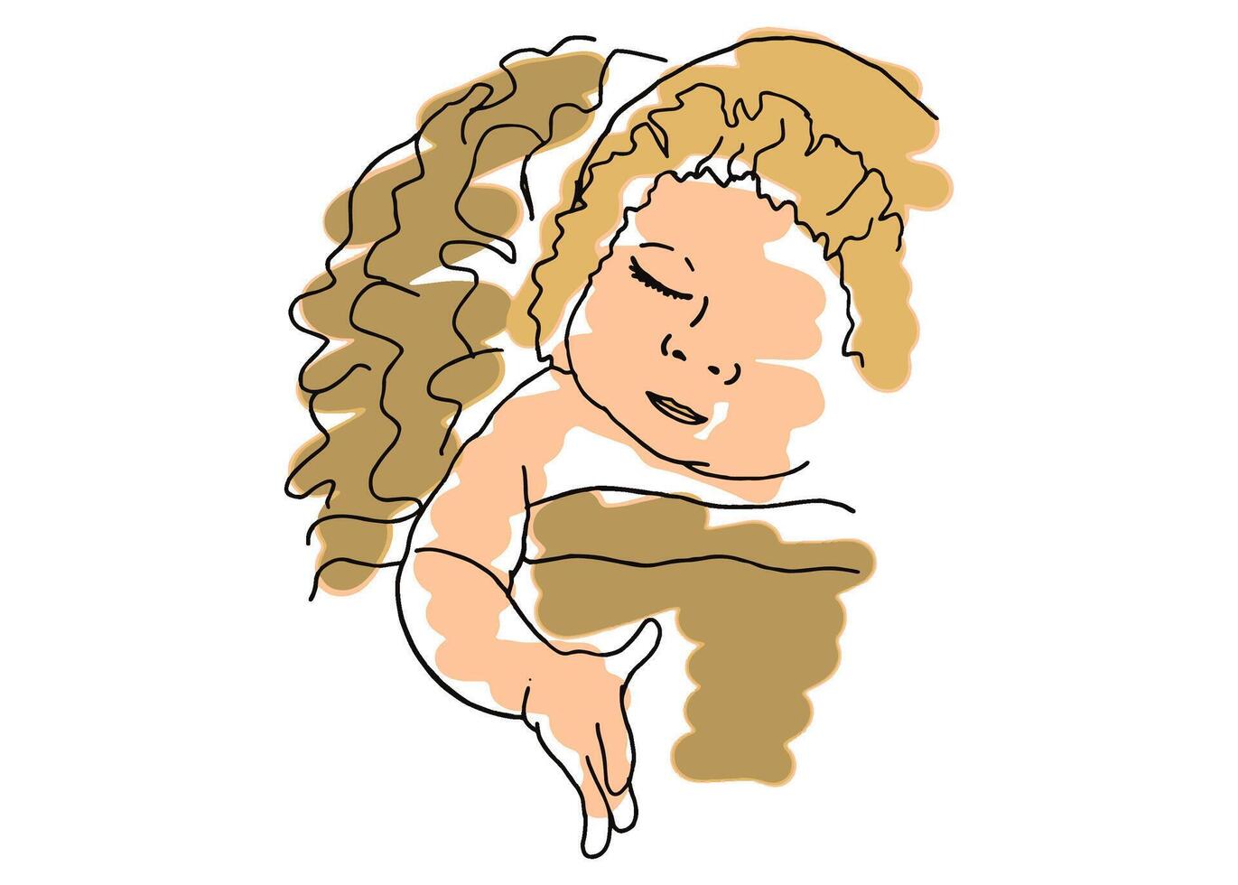 Line Art Cute Sleeping Baby vector