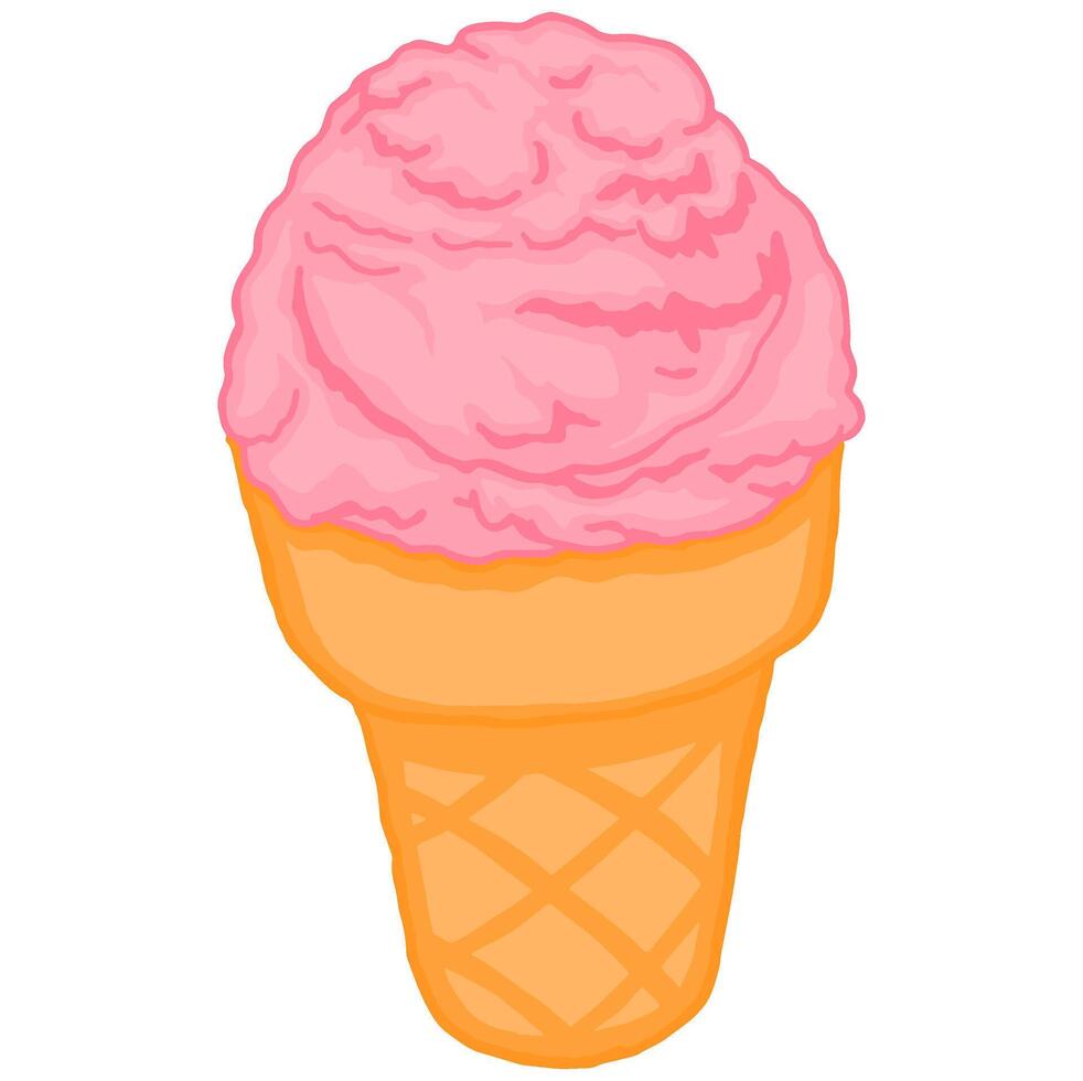 Strawberry Ice Cream Cone vector