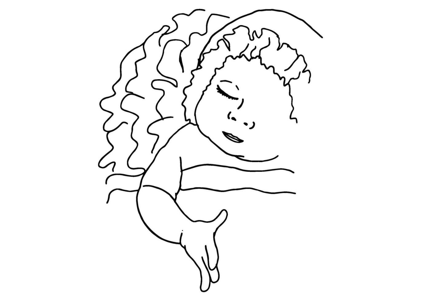 Line Art Cute Sleeping Baby vector