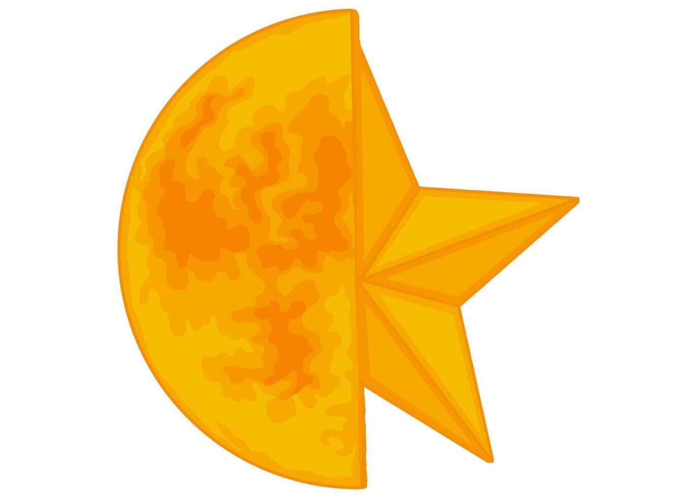 Half Golden Moon and Half Golden Star vector