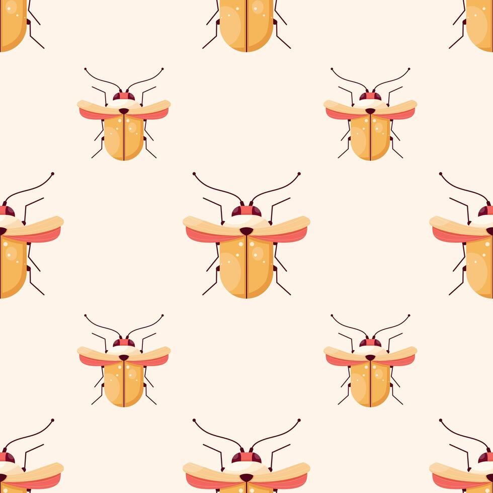 Cute bugs seamless pattern on a light background vector