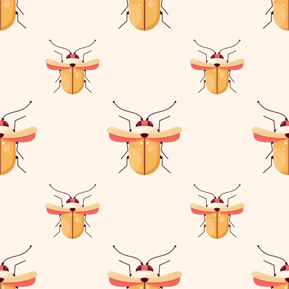 Cute bugs seamless pattern on a light background vector