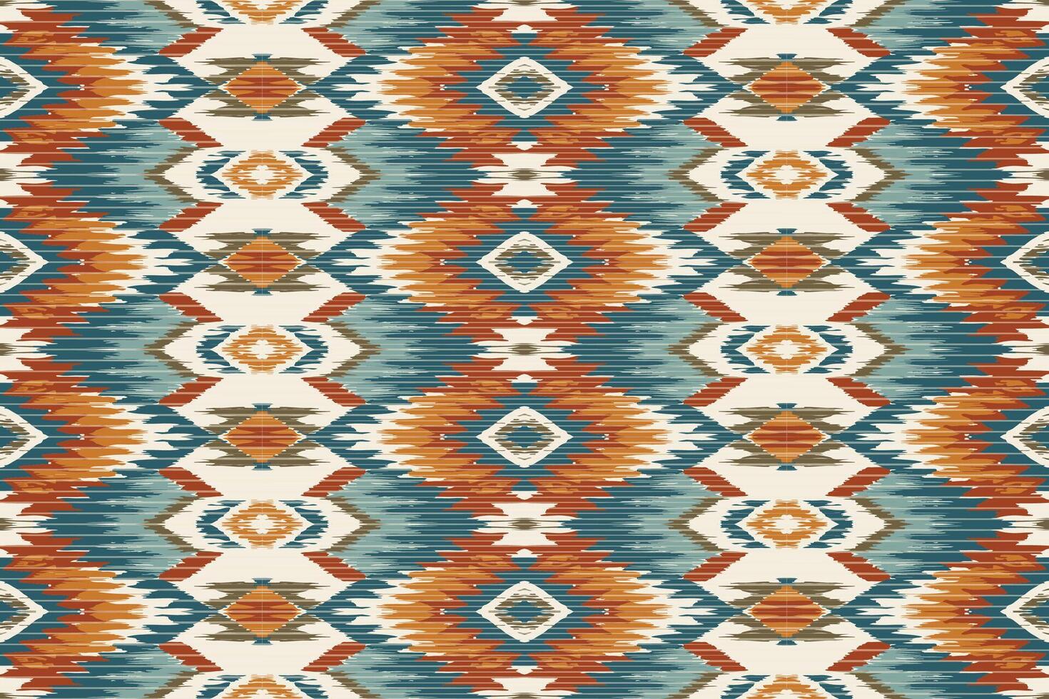 arte abstracto étnico ikat. patrón impecable en estilo tribal, bordado folclórico y mexicano. estampado de adornos de arte geométrico azteca.diseño para alfombras, papel pintado, ropa, envoltura, tela, cubierta, textil vector