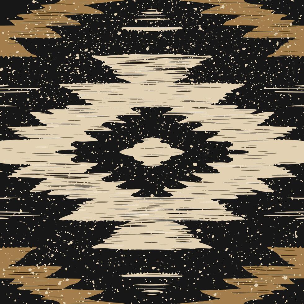 arte abstracto étnico ikat. patrón impecable en estilo tribal, bordado folclórico y mexicano. estampado de adornos de arte geométrico azteca.diseño para alfombras, papel pintado, ropa, envoltura, tela, cubierta, textil vector